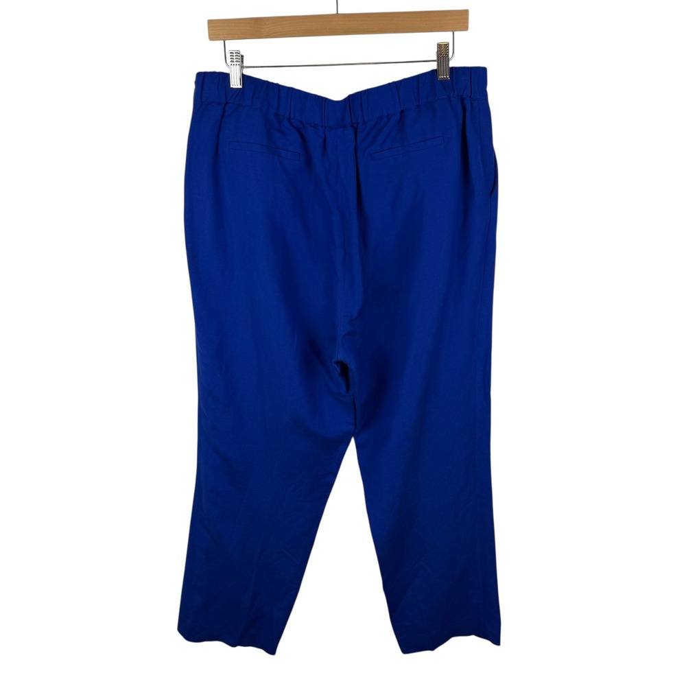 Calvin Klein Blue Linen Blend Pants Size 14 Coastal Office Trousers Minimalist - Picture 1 of 13